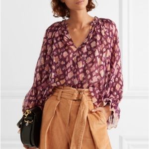 Ulla Johnson Naliah Silk Metallic blend Blouse sz 4